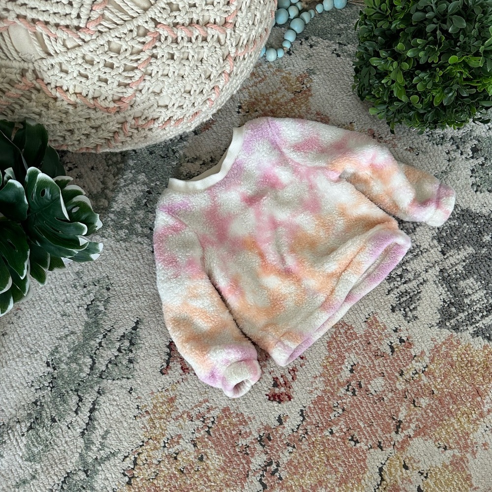 Cat & Jack Toddler Girls Sherpa Long Sleeve Pullover, Warm Tie Dye Size 2T - Picture 12 of 12